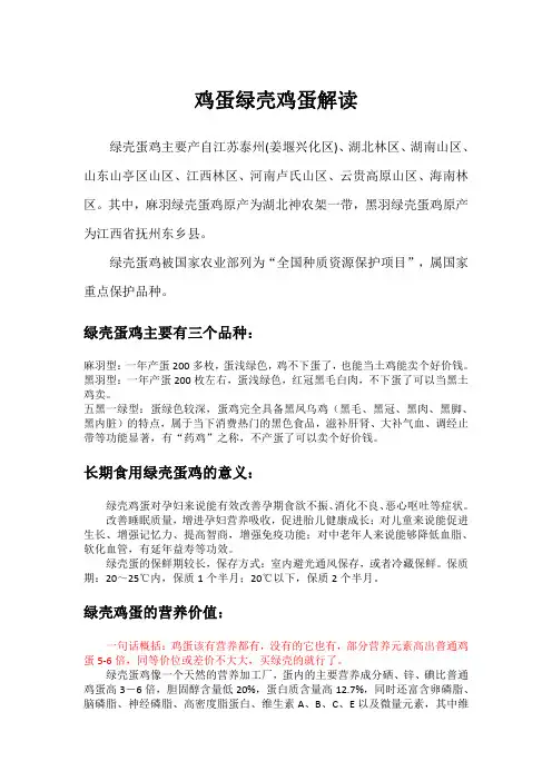 鸡蛋绿壳鸡蛋全面解读 2019-3-13