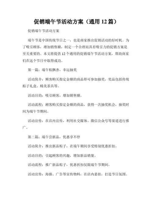 促销端午节活动方案(通用12篇)
