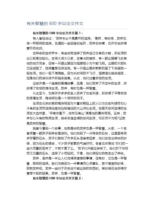 有关智慧的800字议论文作文