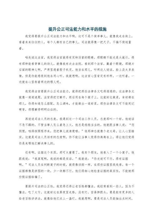 提升公正司法能力和水平的措施