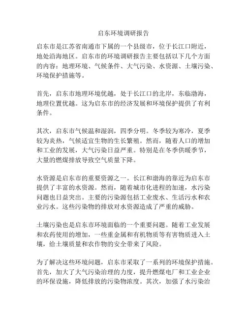 启东环境调研报告