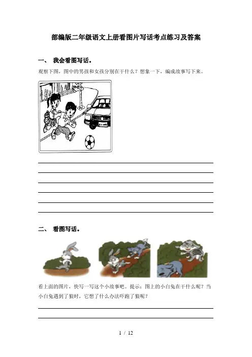 部编版二年级语文上册看图片写话考点练习及答案
