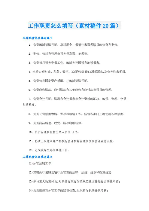 工作职责怎么填写(素材稿件20篇)