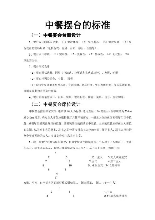 中餐摆台的标准