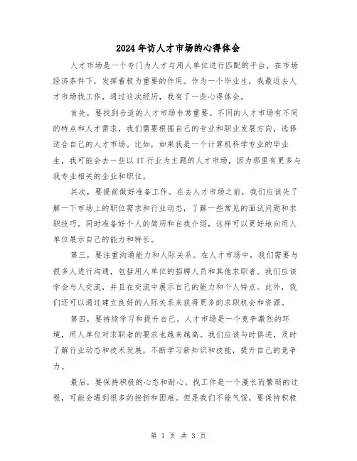 2024年访人才市场的心得体会(2篇)