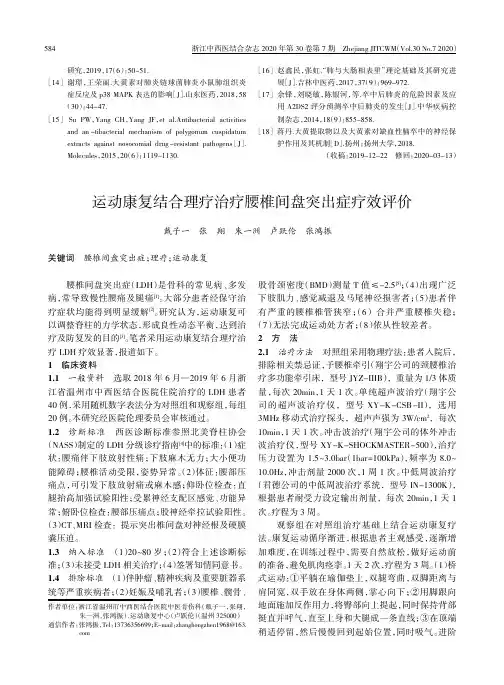 运动康复结合理疗治疗腰椎间盘突出症疗效评价