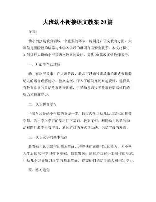 大班幼小衔接语文教案20篇
