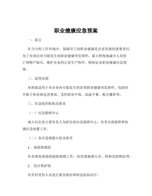 职业健康应急预案