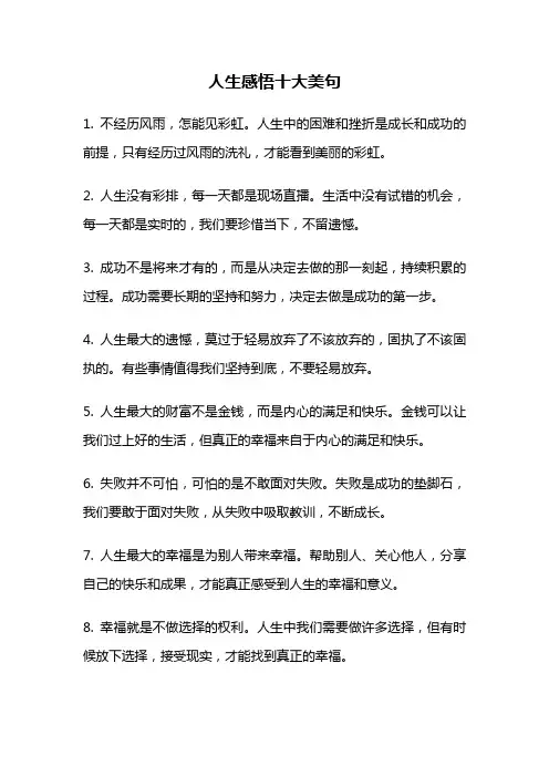 人生感悟十大美句