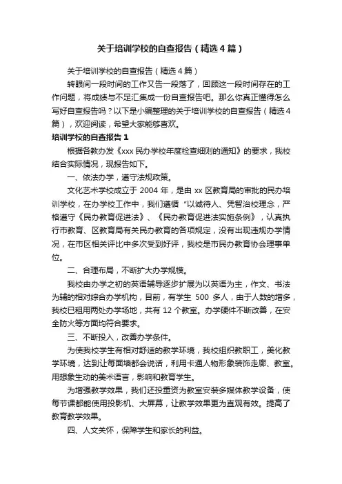 关于培训学校的自查报告（精选4篇）