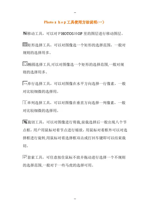 Photoshop工具使用方法说明大全