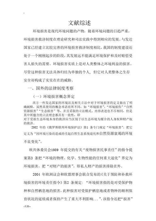 环境损害救济文献综述