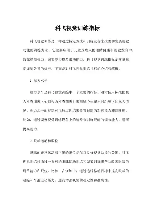 科飞视觉训练指标