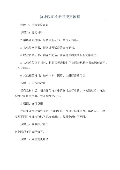 执业医师注册及变更流程