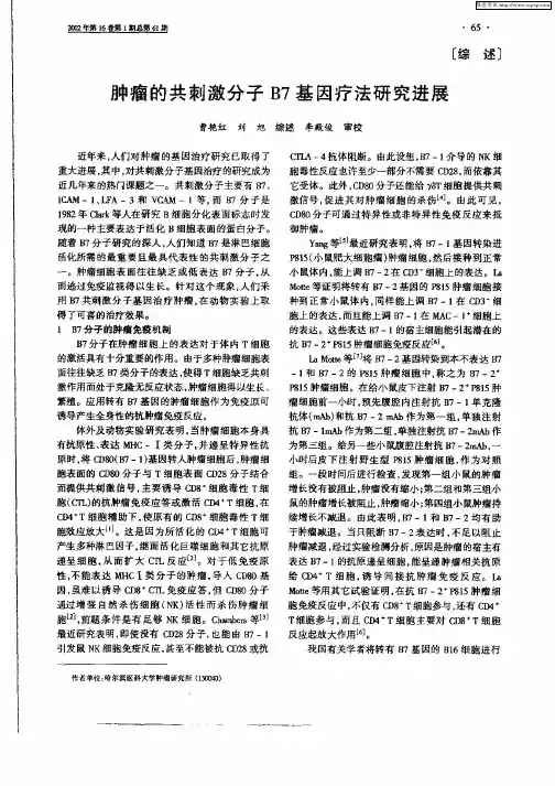 肿瘤的共刺激分子B7基因疗法研究进展
