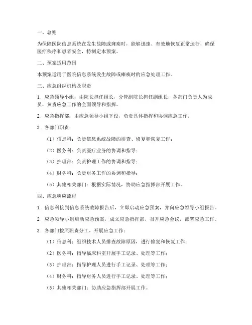 信息系统瘫痪应急预案