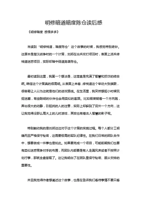 明修暗道暗度陈仓读后感