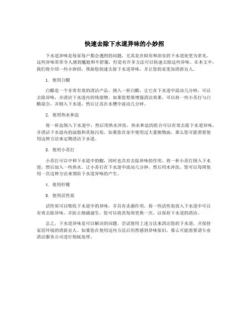 快速去除下水道异味的小妙招