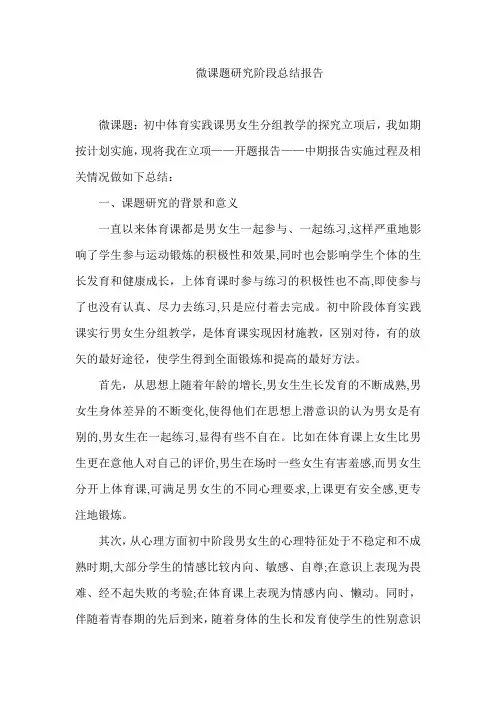 微课题研究阶段总结报告