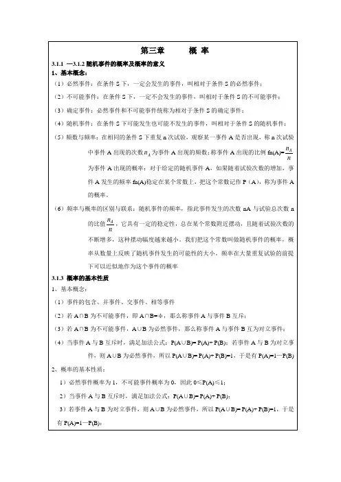 必修三概率单元知识总结以及重点强化复习