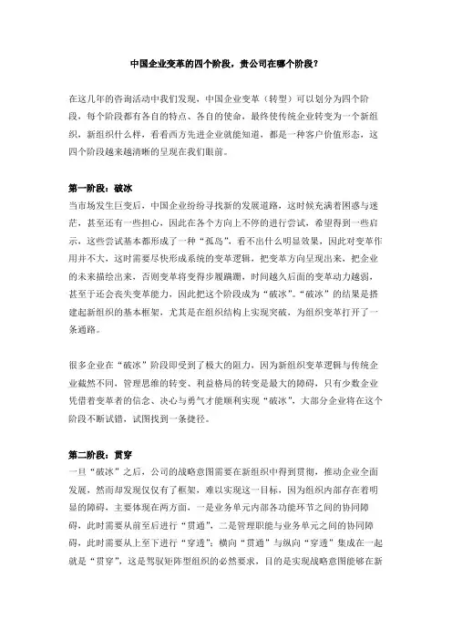 中国企业变革四个阶段,贵公司在哪个阶段(杨少杰)