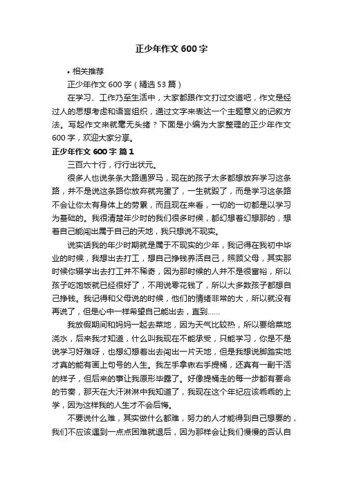 正少年作文600字