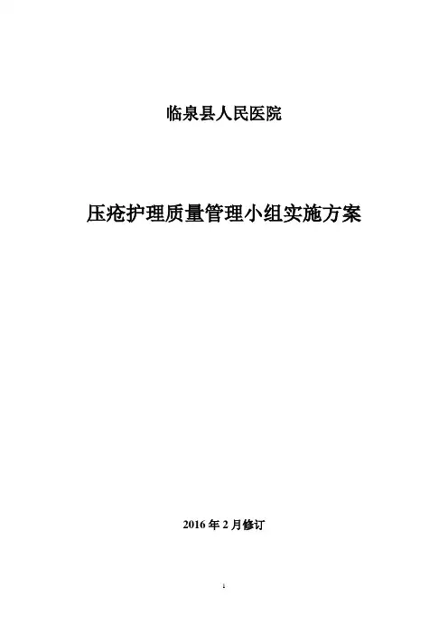 压疮护理质量管理小组实施方案 2016-2月份修订(1)