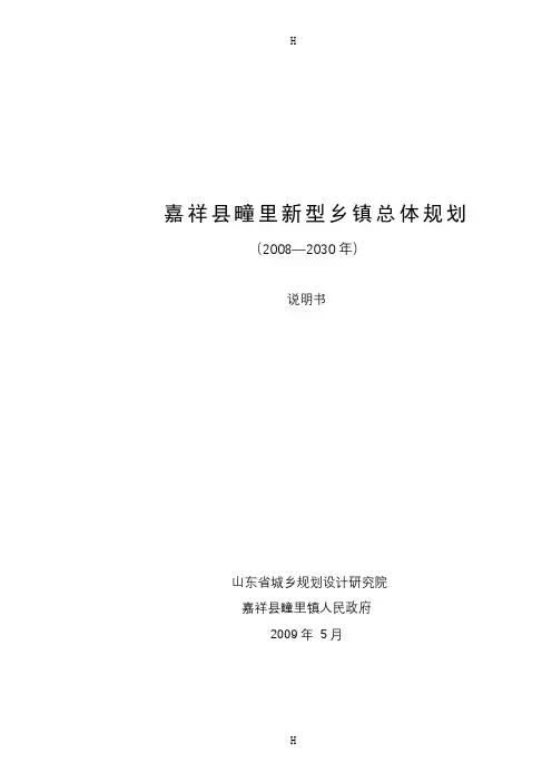 嘉祥县疃里新型乡镇总体规划(2008—2030)