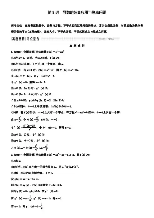精选2019届高三数学(理)二轮专题复习专题六函数与导数、不等式第5讲导数的综合应用与热点问题