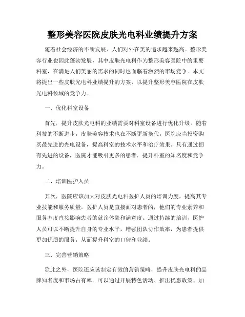 整形美容医院皮肤光电科业绩提升方案