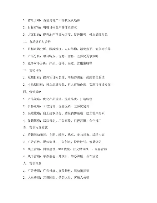 地产营销方案提纲
