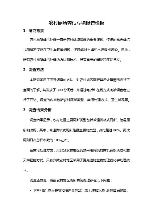 农村厕所粪污专项报告模板