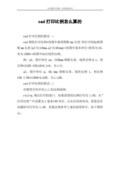 cad打印比例怎么算的