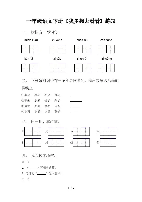 一年级语文下册《我多想去看看》练习