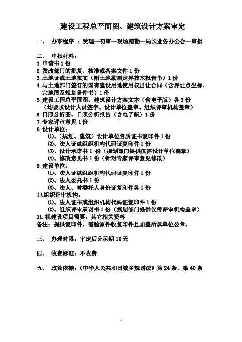 建设工程总平面图、建筑设计方案审定