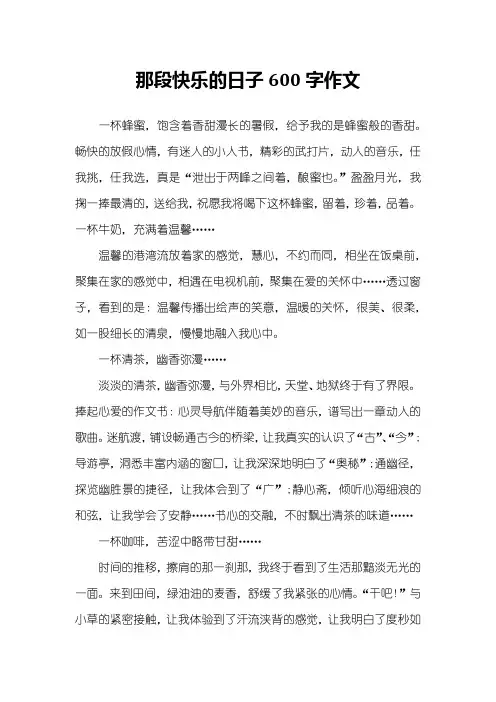 那段快乐的日子600字作文