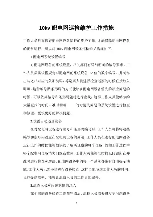 10kv配电网巡检维护工作措施 