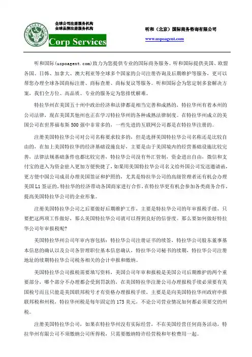 注册美国公司特拉华年检