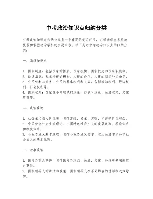中考政治知识点归纳分类