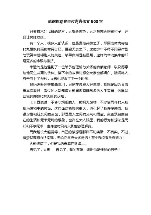 感谢你陪我走过青春作文500字