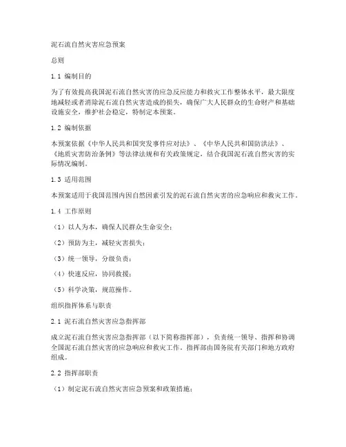 泥石流自然灾害应急预案