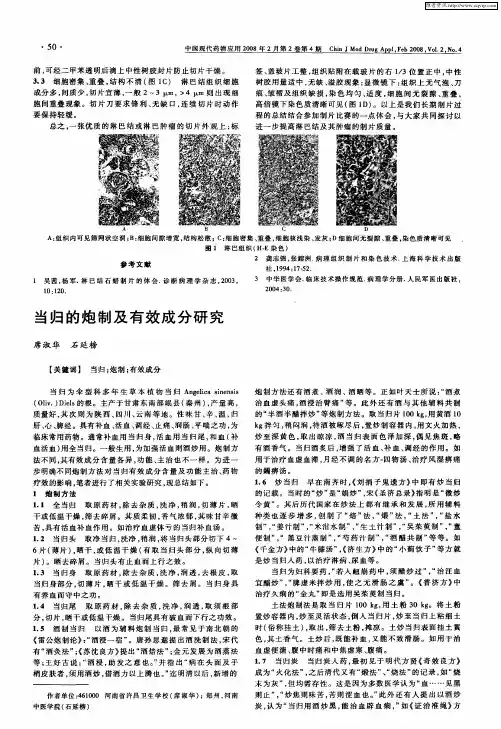 当归的炮制及有效成分研究