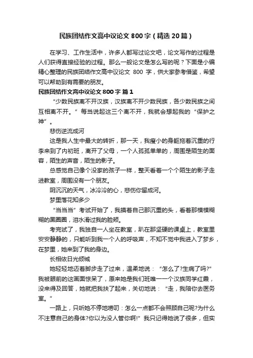 民族团结作文高中议论文800字（精选20篇）