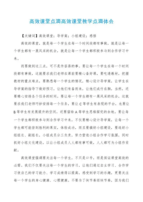 高效课堂点滴高效课堂教学点滴体会