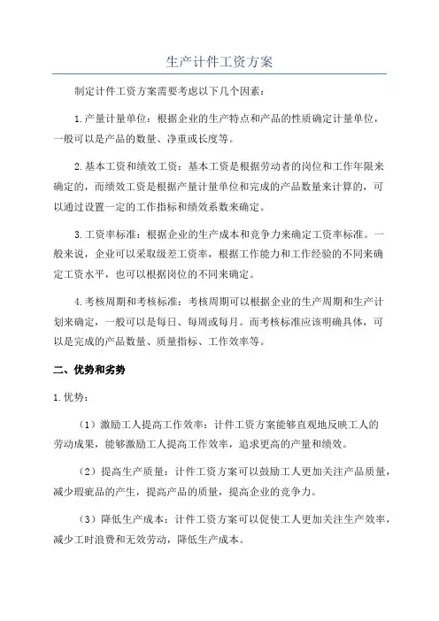 生产计件工资方案