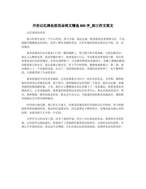开在记忆深处的花朵范文精选800字_初三作文范文