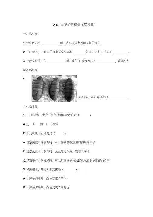 2020教科版小学科学三年级下册《蚕变了新模样》测试题
