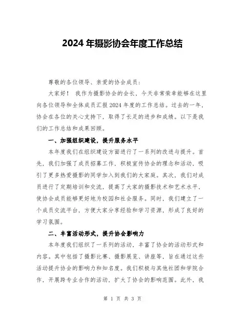 2024年摄影协会年度工作总结