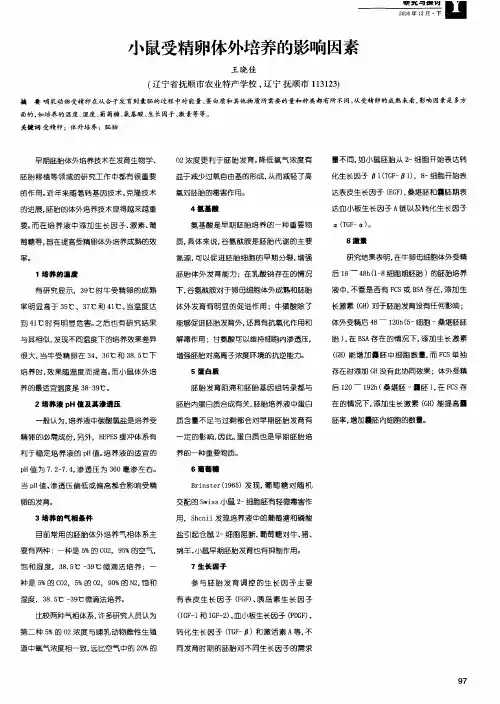 小鼠受精卵体外培养的影响因素