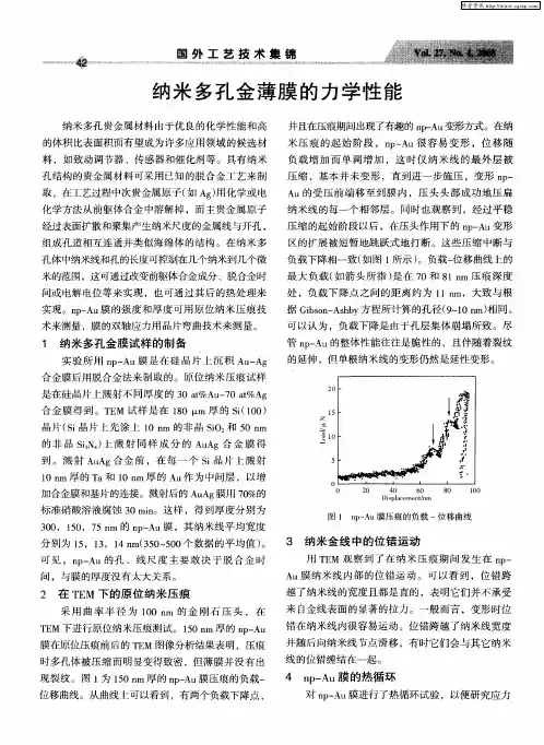 纳米多孔金薄膜的力学性能